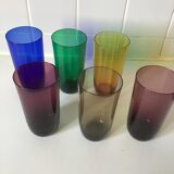 6 colored orangeade glasses