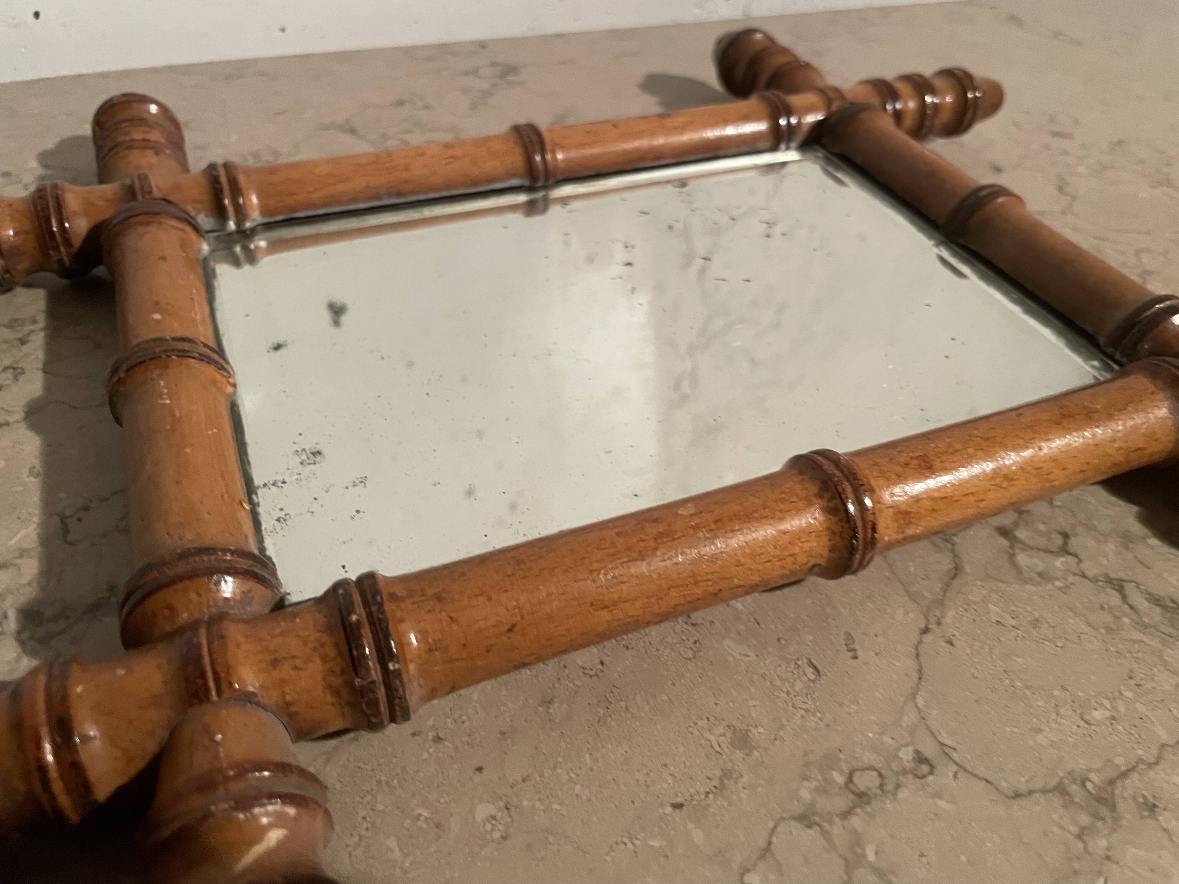 Miroir faux bambou années 40