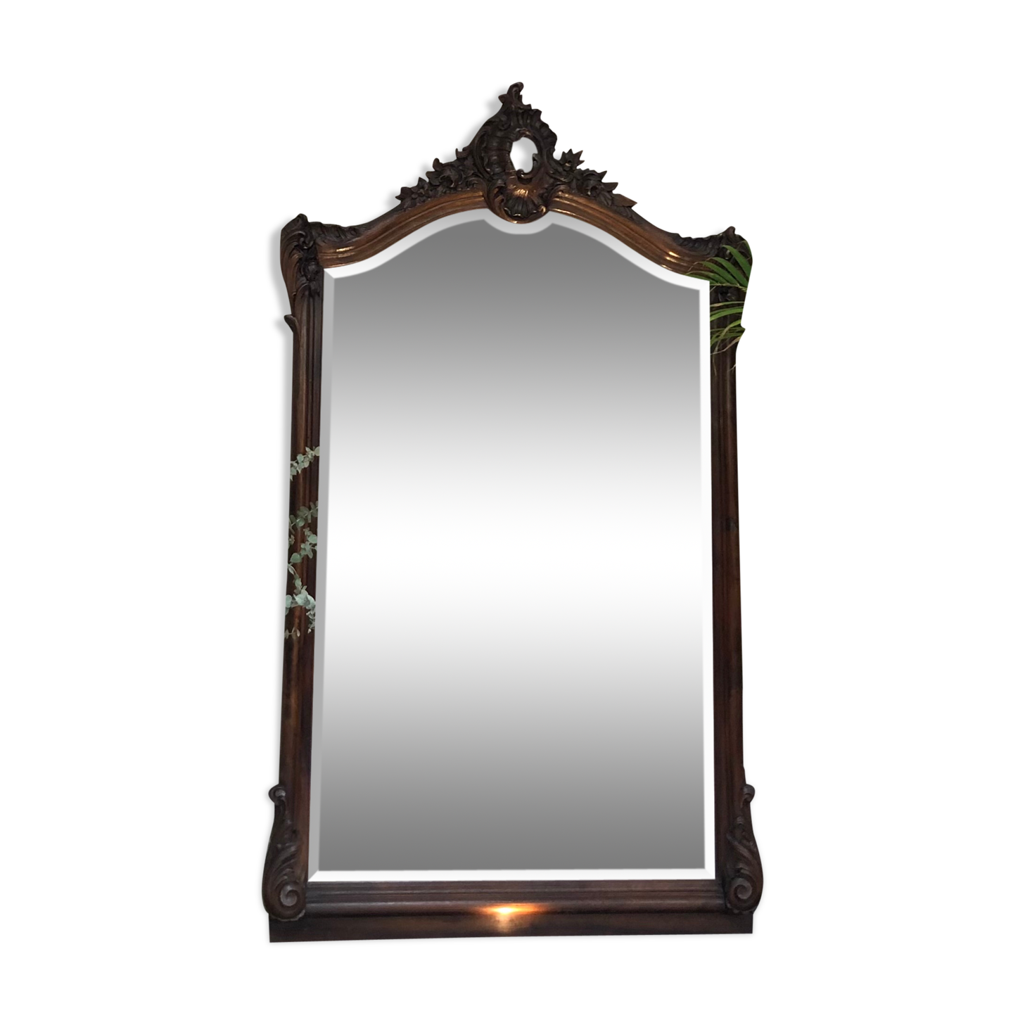 Louis-Philippe wooden mirror, pediment, beveled ice 150x86cm