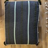 Pouf en coton à rayures bleu