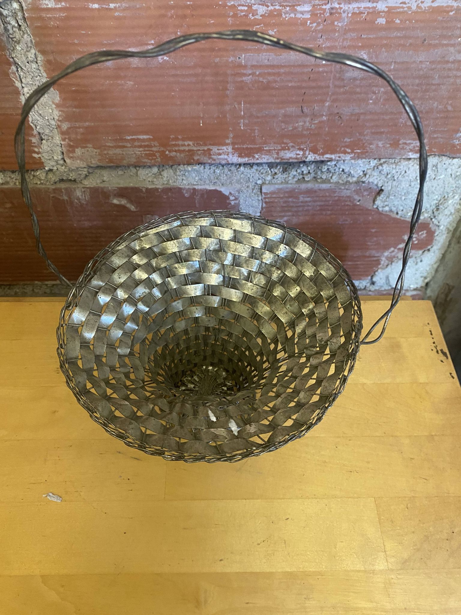 Vintage Silver-Plated Woven Basket #E015
