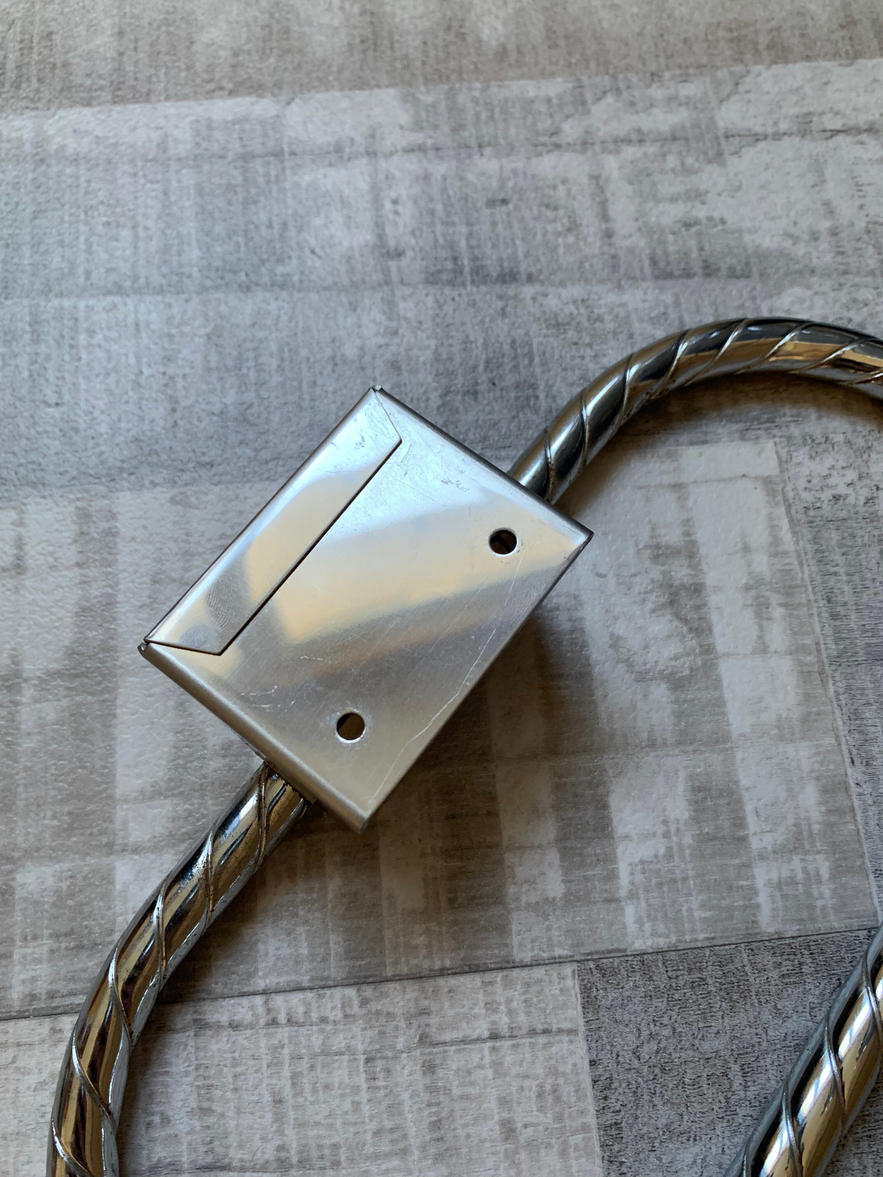 Vintage silver metal towel rack