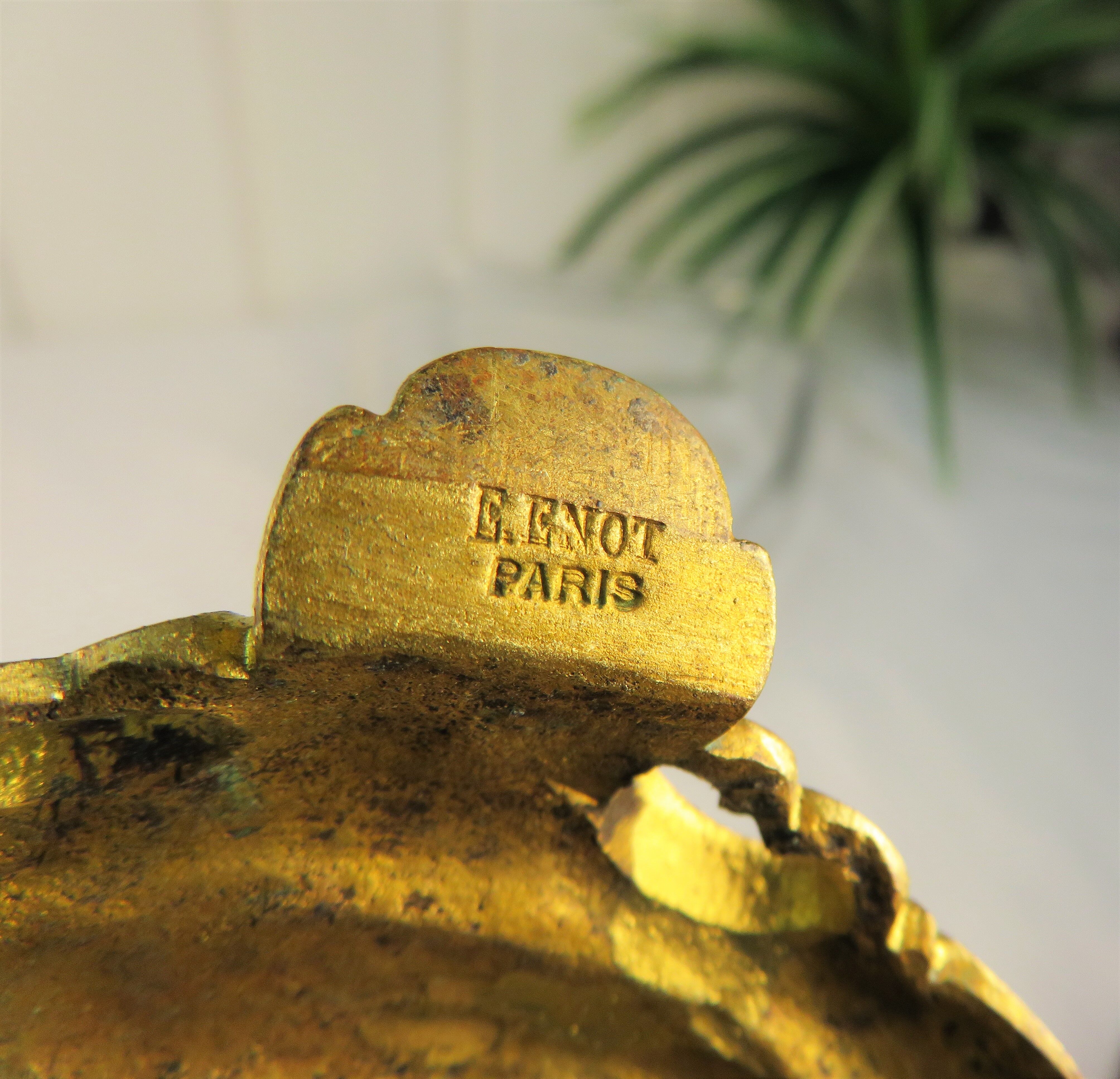 Crystal vase on gilded bronze frame signed E.Enot, art nouveau