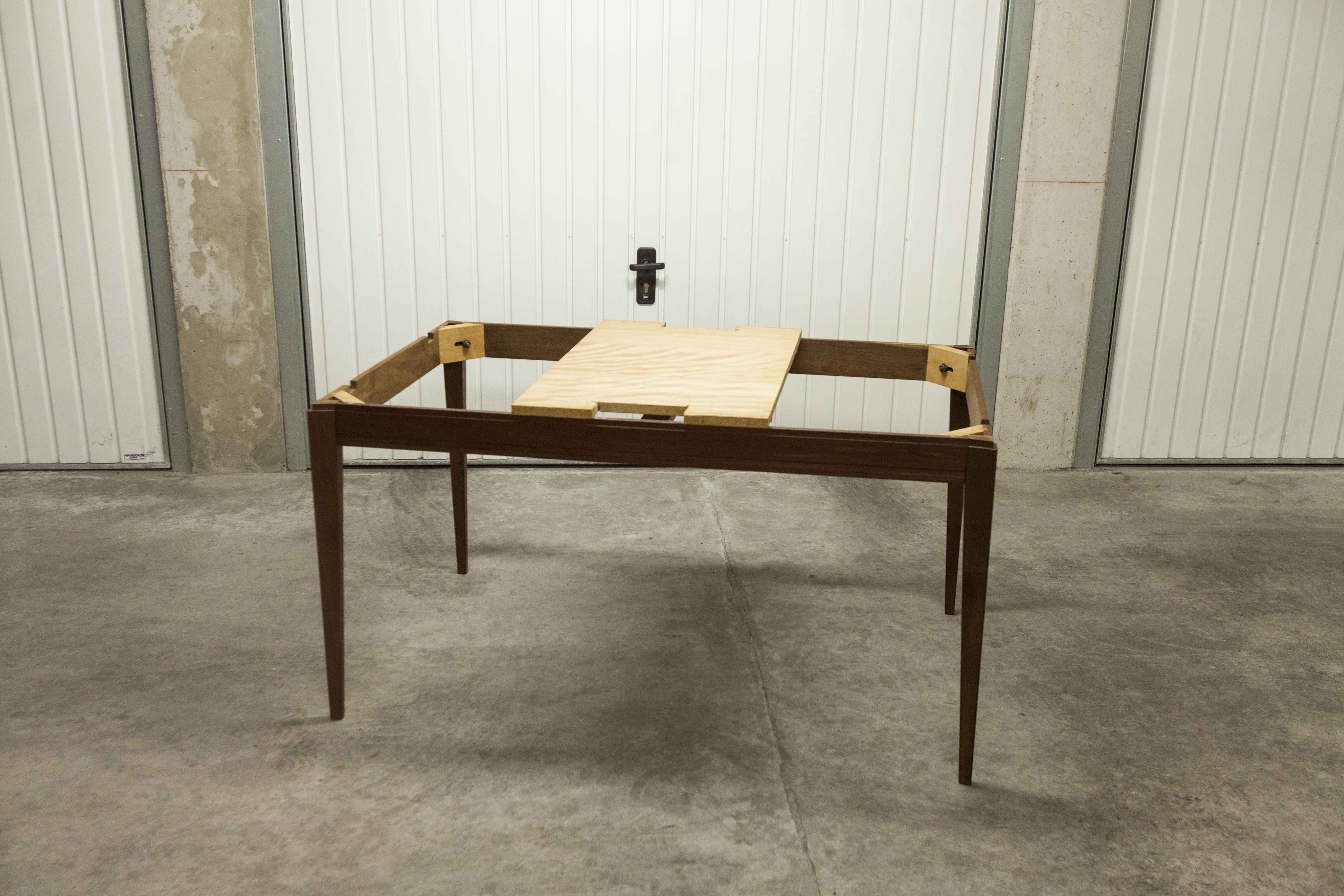60's rectangular Scandinavian table with extension cords