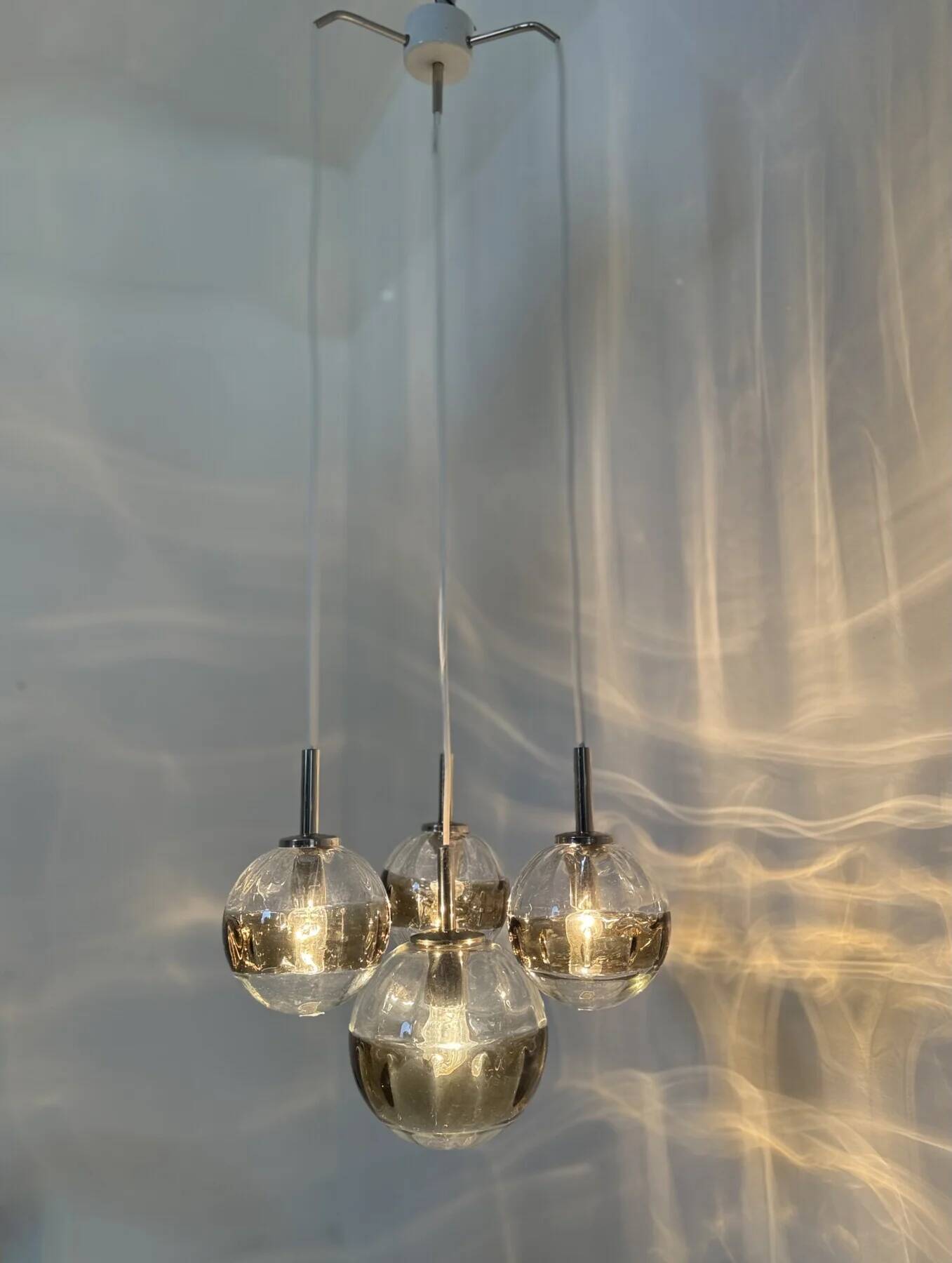 Mid-century design Murano glass cascade hanging lamp, 1970s, Italy