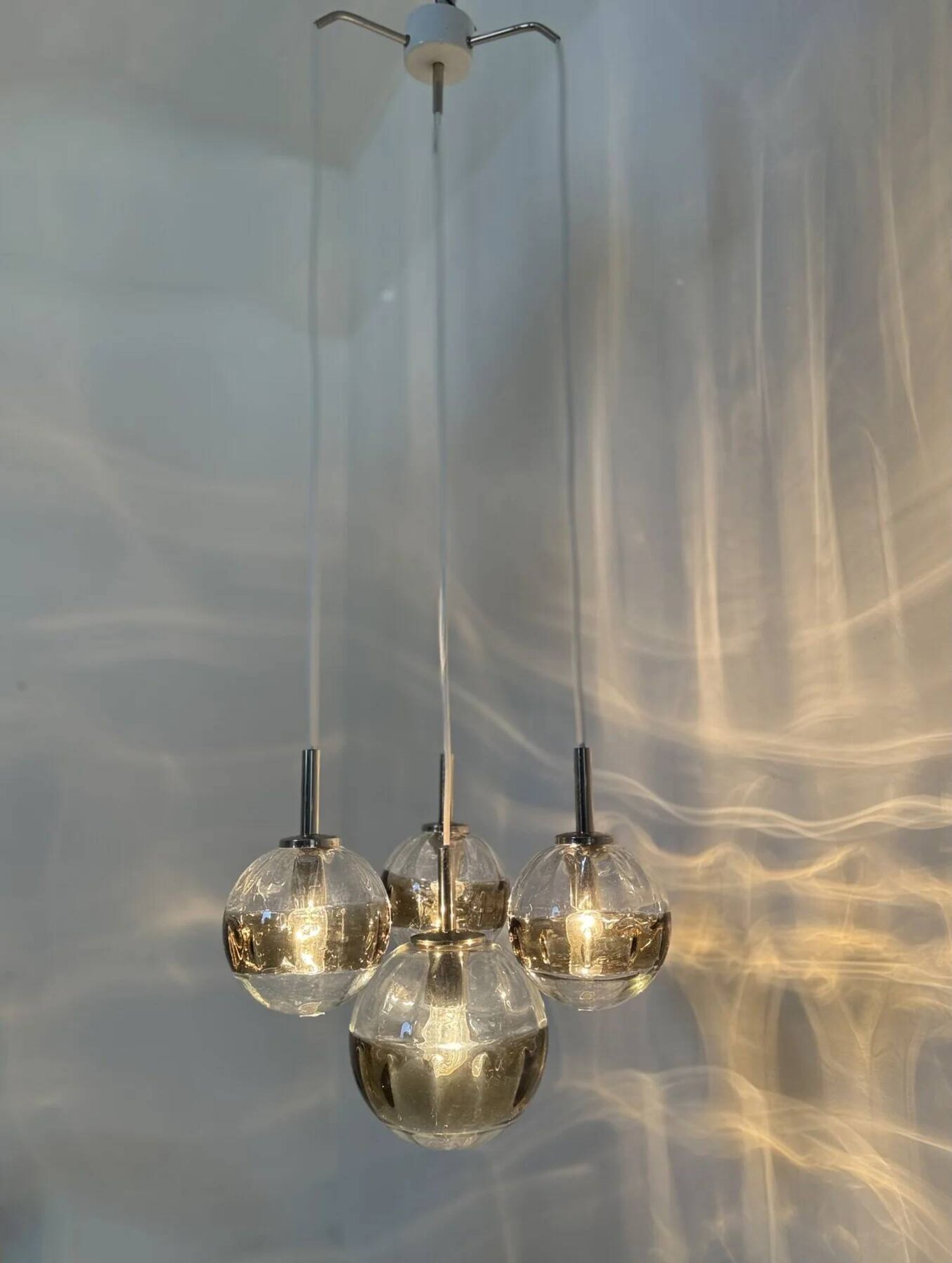 Suspension en verre de Murano à cascade de design des années 50, années 1970, Italie