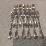 11 silver-plated cake forks, goldsmith SFAM Louis XIV style