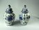 2 handpainted Delft vases with lid as a set, Vintage, marked