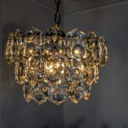 Golden Kinkeldey chandelier, cut glass, 3 levels, Germany, 1970