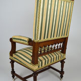 Neo-Renaissance walnut armchair with lion heads, circa 1880