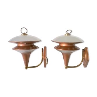 Set of 2 sconces glass Italy 1960 s