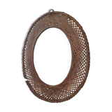 Oval mirror in woven wicker