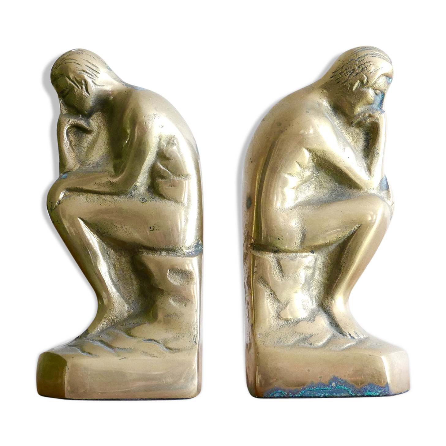 The thinker by Rodin brass bookends 60 years