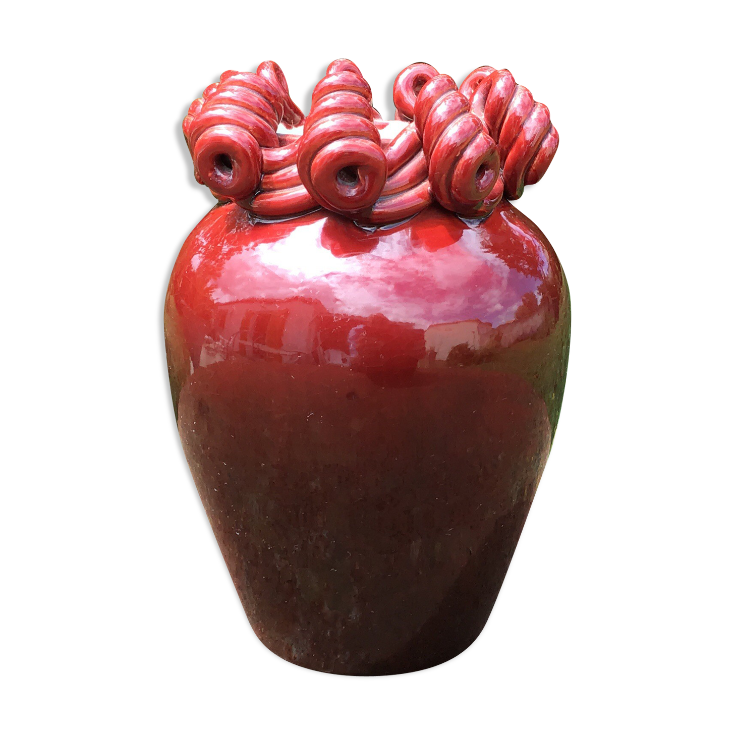 St. Radegonde Gustave Asch Vase, ceramic ox blood