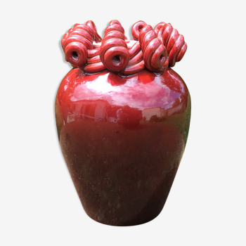 St. Radegonde Gustave Asch Vase, ceramic ox blood