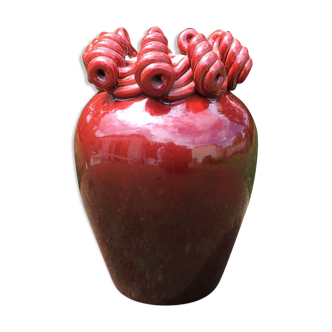 St. Radegonde Gustave Asch Vase, ceramic ox blood