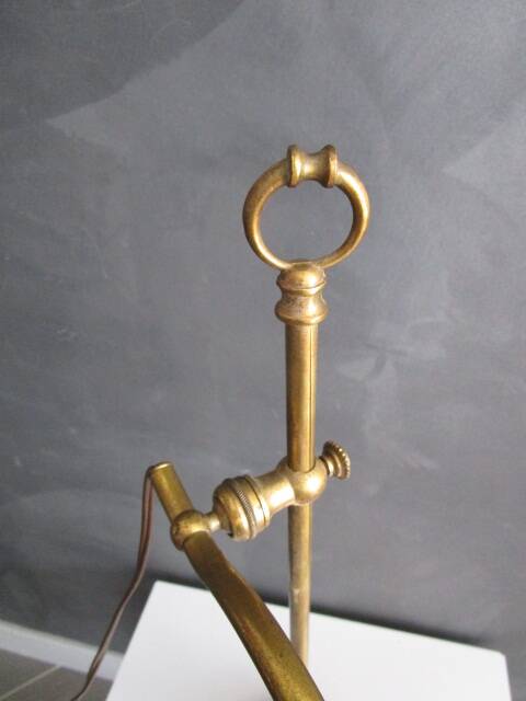 Antique brass and glass paste tulip lamp