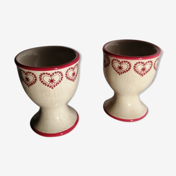 Coquetiers porcelaine décor cœur rouge