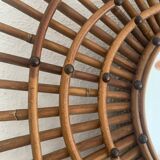 Vintage 1960s rattan sun mirror spiral - 80 x 62 cm
