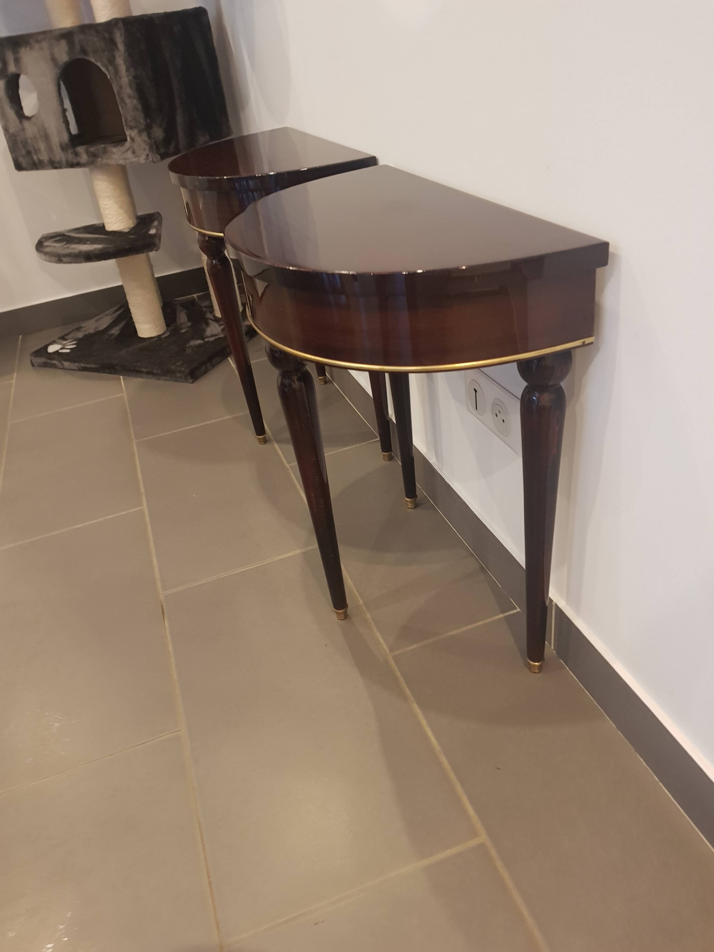 Pair of half-moon bedside tables 60 years