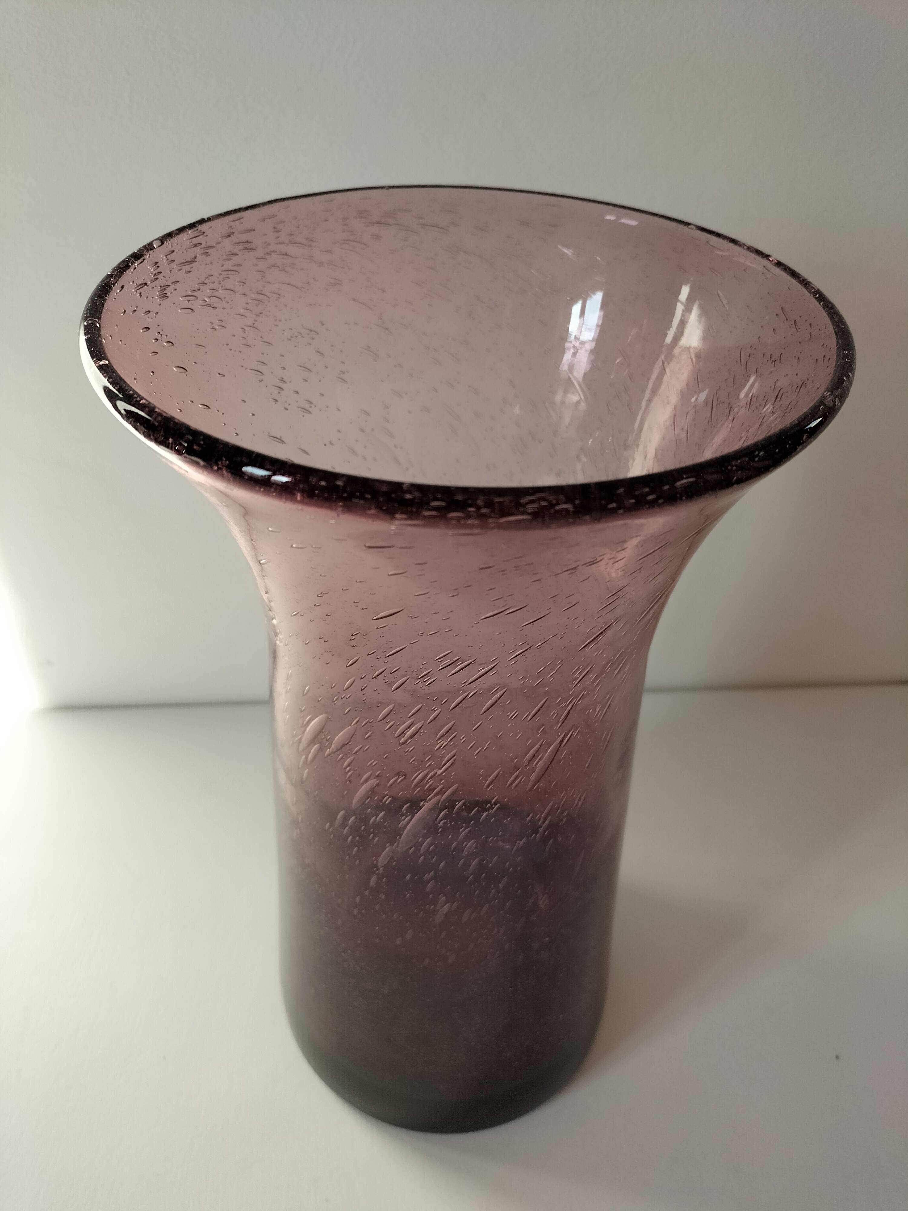 Purple bubble glass vase
