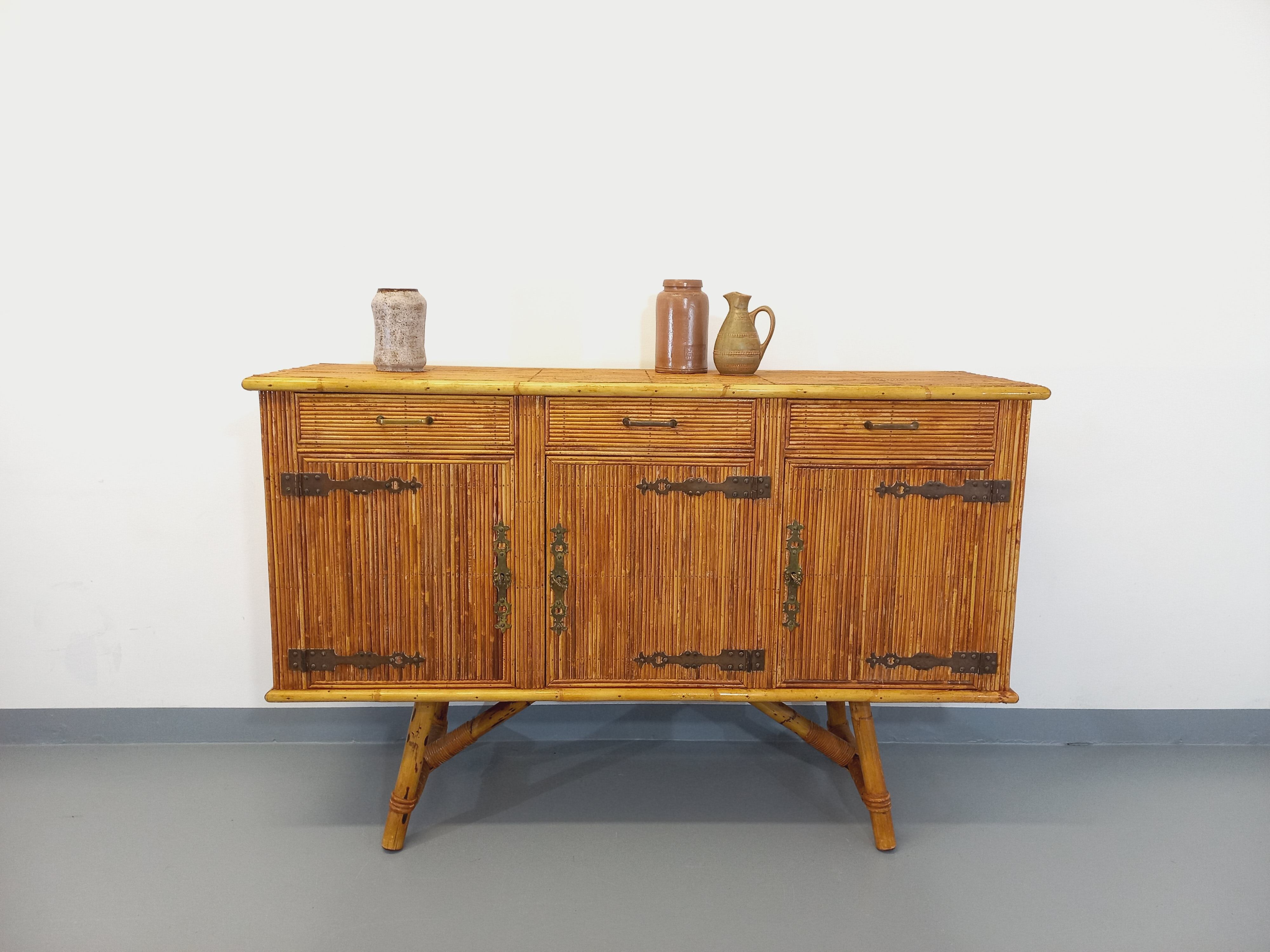 Vintage rattan sideboard from the 50/60s