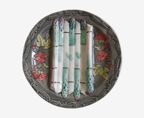 Assiette asperges barbotine