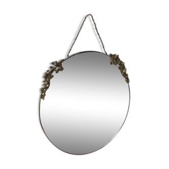 Miroir ovale chaine bronze 45x55cm