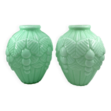 2 vases Art Déco en opaline verte • Circa 1920/30