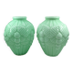 2 Art Deco vases in green opaline • Circa 1920/30