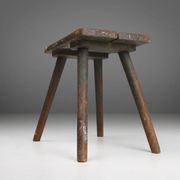 Industrial French Wooden Painters Stool, 1930s
