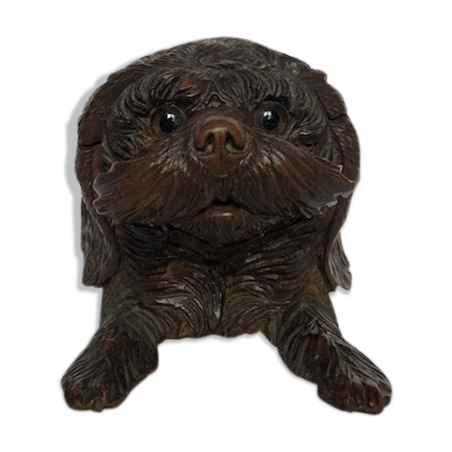Carved wood inkwell Swiss dog