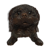 Carved wood inkwell Swiss dog