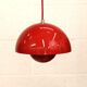 Iconic VP1 cherry red enamel flowerpot lamps designed by Verner Panton - &t