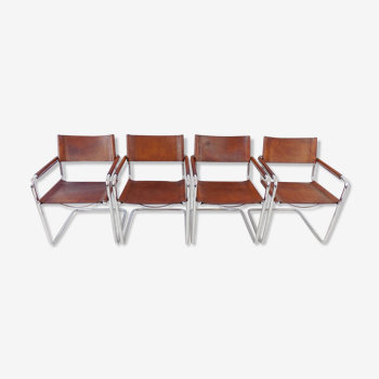 Matteo Grassi MG5 set of 4 leather cantilever chairs