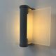Vintage wall light, grey lacquered metal and frosted curved glass, France, 1980.