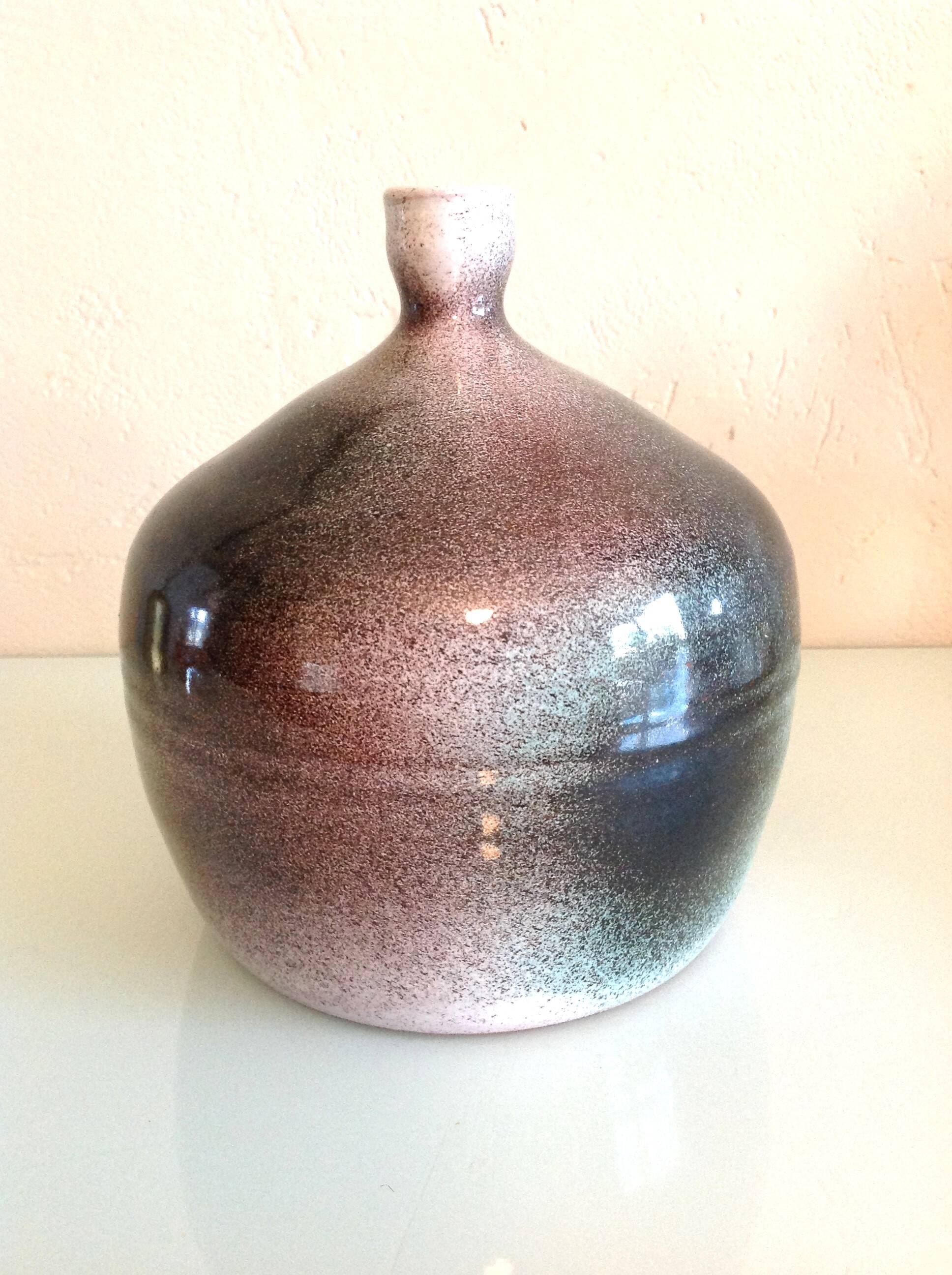 Soliflore ball vase in polychrome ceramic / 70s-80s