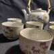 Service à thé vintage en grès six tasses et théière