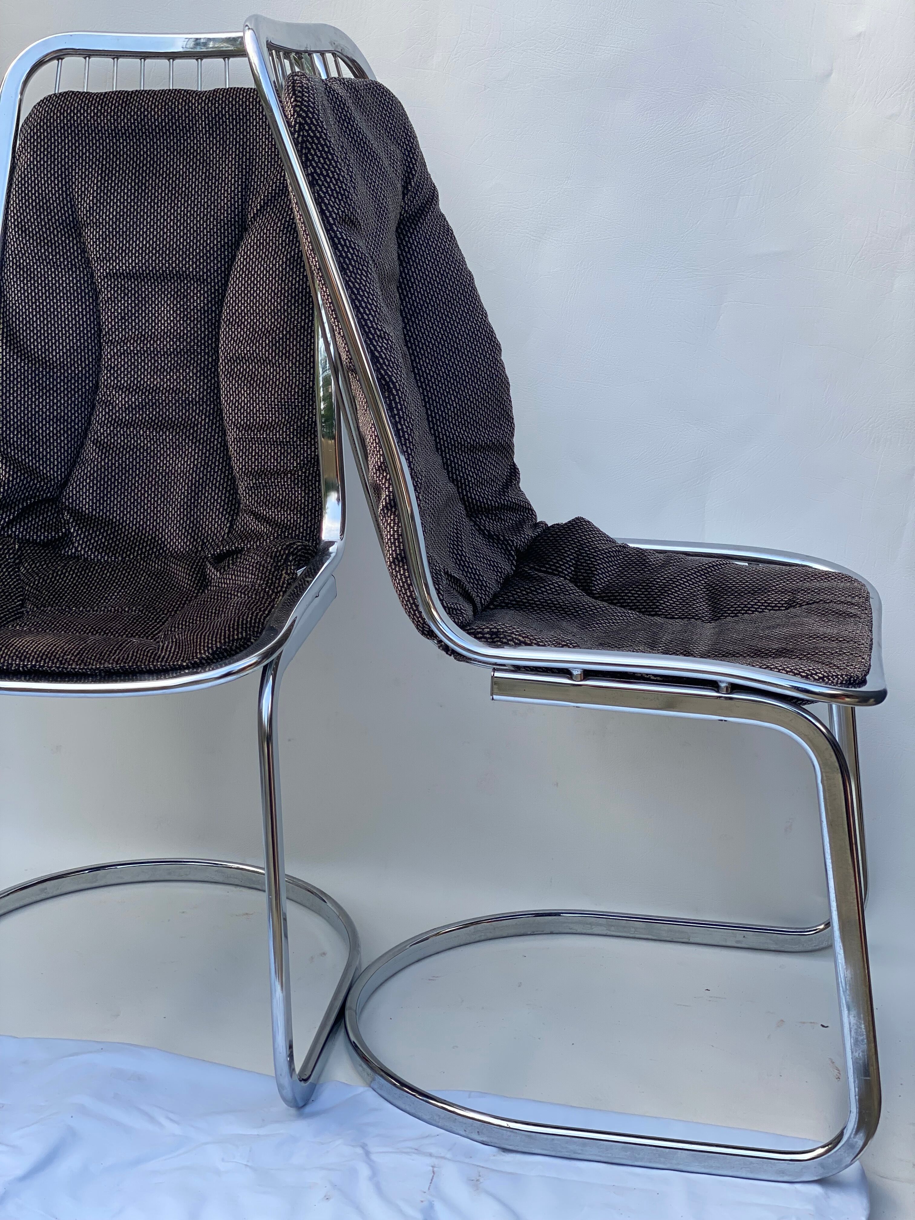 Pair of  gastone rinaldi chrome dining chairs