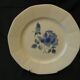 6 flat plates in Digoin Sarreguemines earthenware. Blue rose decoration.