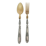 2 silver and horn salad servers