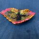 Ceramic leaf-shaped dish by vintage old Vallauris
