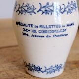 Old sandstone pot glazed beige and blue