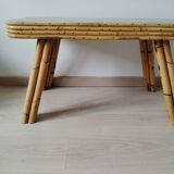 Designer table in bamboo and teak veneer, 1970s