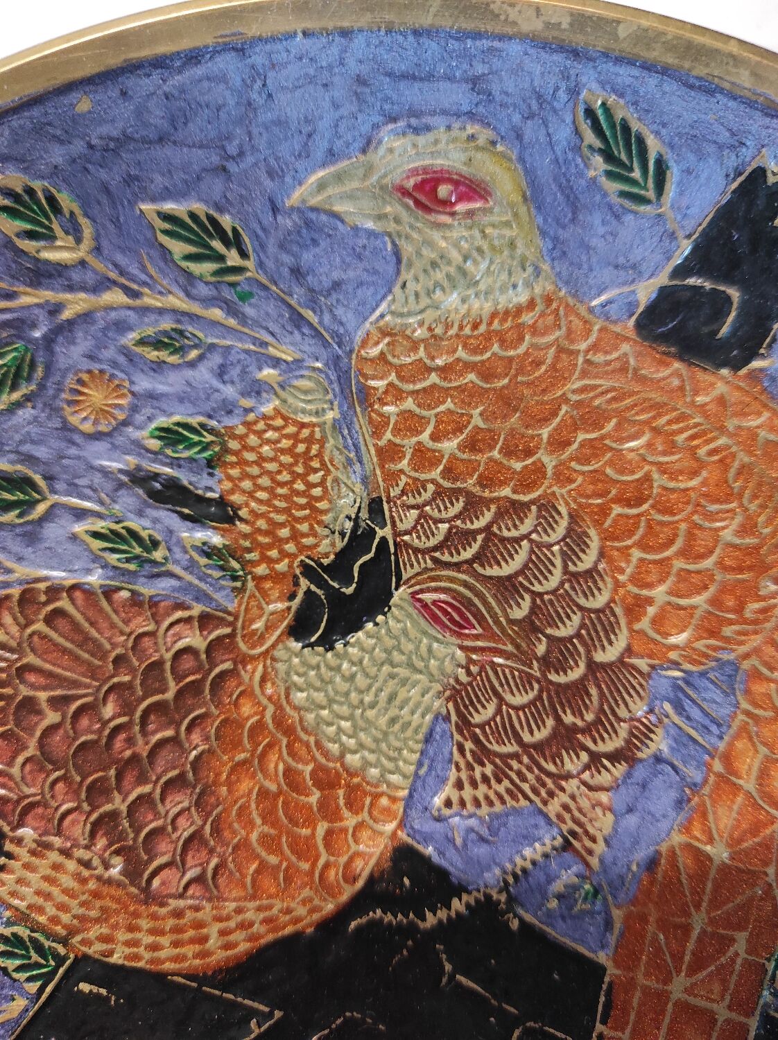 Empty pocket enamelled and brass