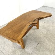 Table basse vintage brutaliste en bois, 1960