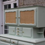 Renovated vintage Mado sideboard – Celadon green & natural cane