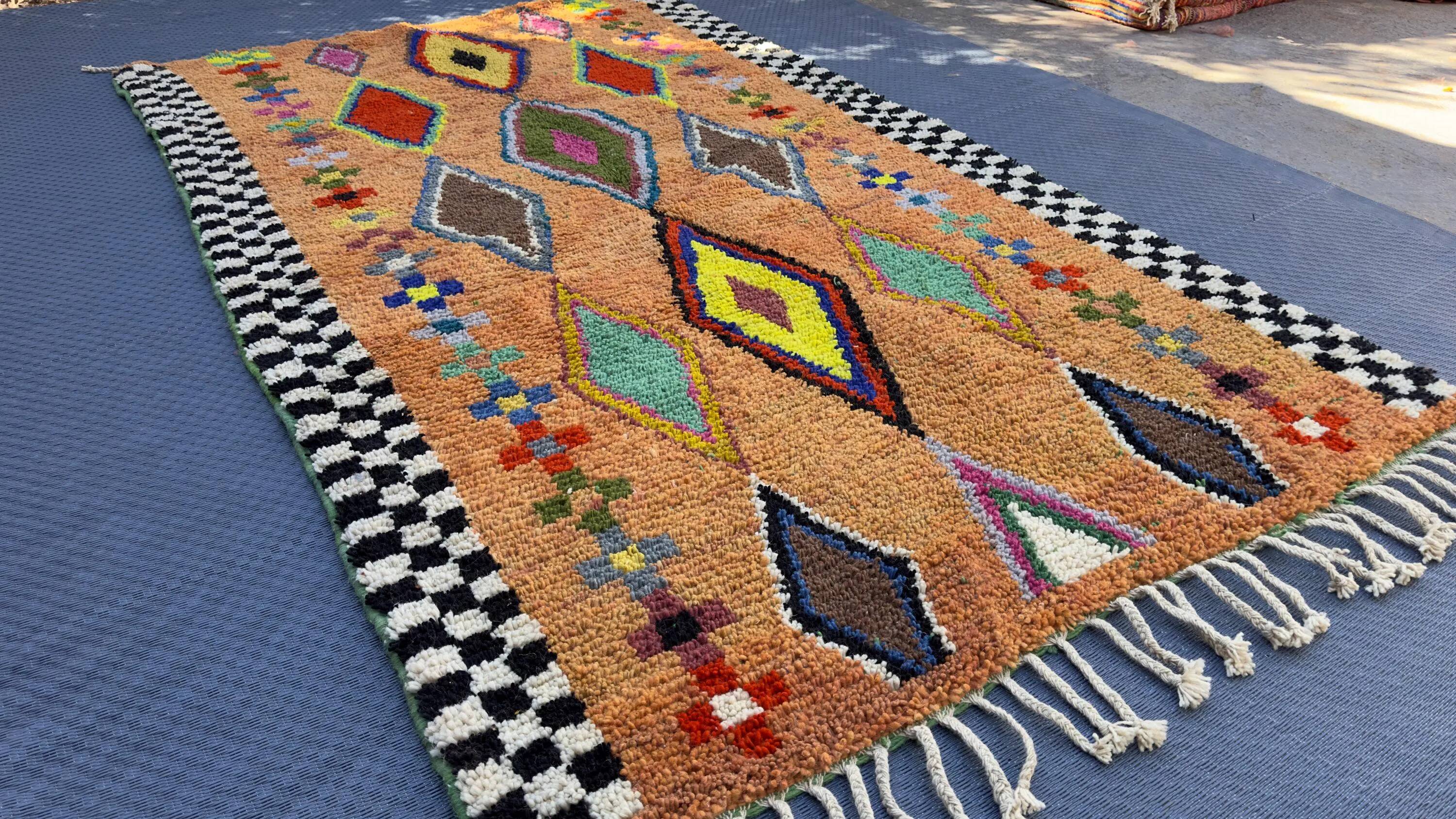 Handmade Berber rug, natural wool, 3x2 m