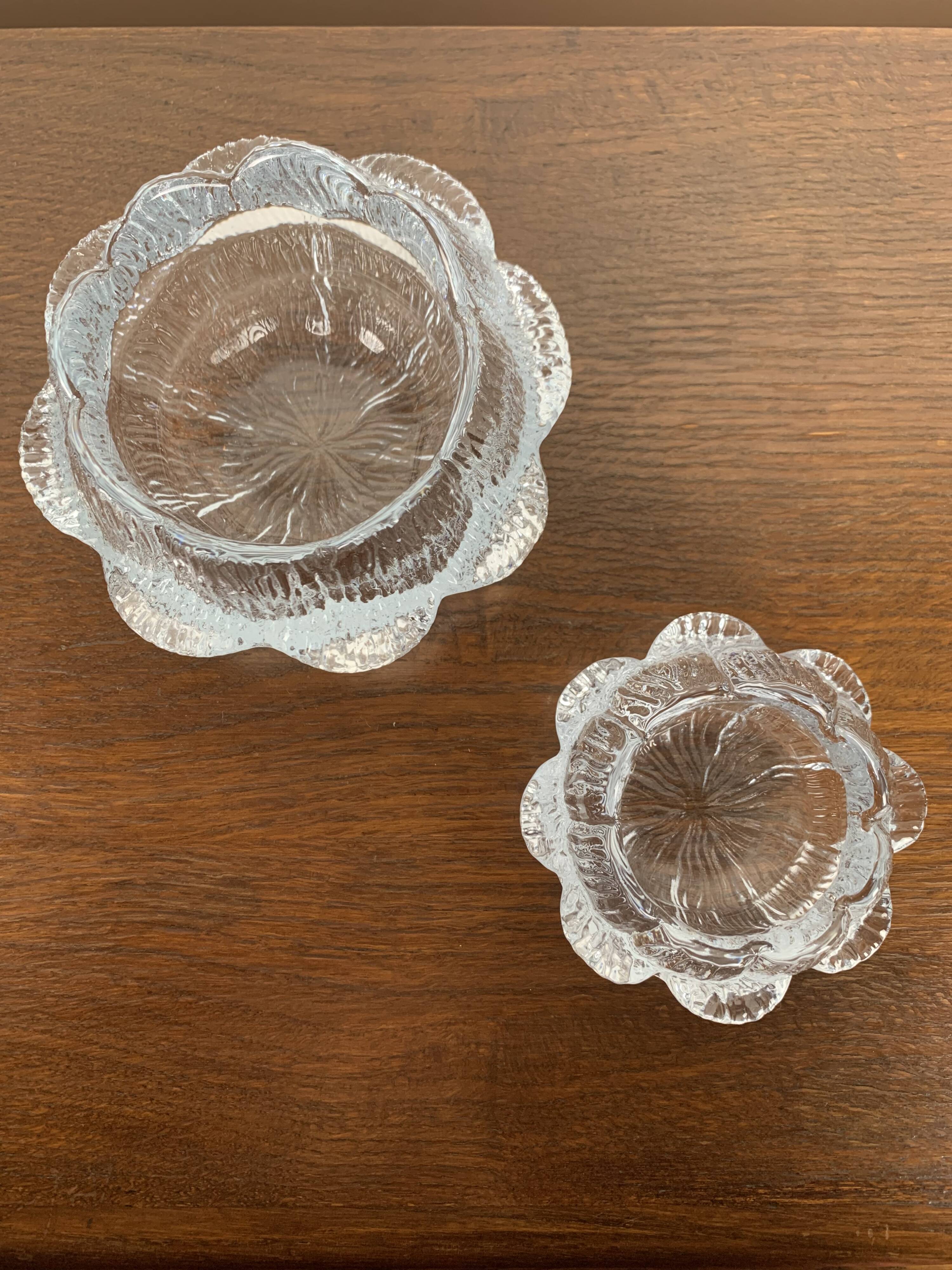 "Lotus" glass candle holder by Holmegaard, Danmark, 1970