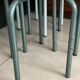 Set of 4 metal and wood workshop stools